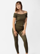 Piżama (koszulka + legginsy) damska bawełniana DKaren Bayo 2XL Khaki (5903251476240) - obraz 3