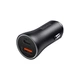 Автомобільний зарядний пристрій Baseus Golden Contactor Dual Fast Charger Car Charger USB+Type-C 3A 60W Dark Grey (CGJM000113) - зображення 1