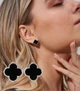 Серьги Fashion Jewelry черный клевер английский замок серебристый цвет (SVS) - изображение 1