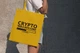 Сумка шопер жіноча однотонна з надписом "CRYPTO Millionaire" 38х42 см жовтого кольору - зображення 2