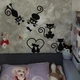 Набор наклеек на стену Happy Pocket Игривые Коты (котики мышка рыбка лапки) виниловые наклейки в детскую матовая Черный (HP-012-070M) - изображение 12