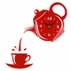 Настенные бескаркасные 3D часы Diy Teapot с зеркальным эффектом самоклеящиеся 40 х 40 см Красный - изображение 1