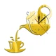 Настенные бескаркасные 3D часы Diy Teapot с зеркальным эффектом самоклеящиеся 40 х 40 см Золотистый - изображение 1