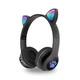 Беспроводные наушники с кошачьими ушками Cat MZ-023 RGB подсветкой FM радио Чёрные - изображение 1