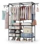Підлогова стійка для одягу Simple Coat Rack Double Row з полицями 86×43×173 см, металева вішалка для одягу з 6 полицями, Чорна - зображення 3