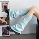 Гетры-клеш до колена однотонные голубые 56030 XXXS-XL - изображение 1