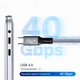 Кабель подовжувач Type-C – Type-C USB 4.0 Gen2 PD 240W Thunderbolt 4 0.2 м Сірий - зображення 3