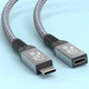 Кабель подовжувач Type-C – Type-C USB 4.0 Gen2 PD 240W Thunderbolt 4 0.2 м Сірий - зображення 10