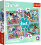 Puzzle Trefl Disney Lilo & Stitch Szalony dzień 4 w 1 207 elementów (5900511346336) - obraz 1