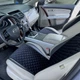 Накидки для автомобільних сидінь із алькантари Lux прошитий квадратний ромбік Чорний з чорним рядком Стандарт Повний комплект - зображення 2