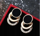 Золотисти сережки з чорним акцентом і цирконіями Bijoux-e - изображение 3