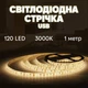 Світлодіодная LED стрічка 1м 120діодів USB 3000K живлення від мережі, ноутбука, powerbank тепле свічення - зображення 1