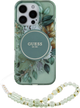 Etui Guess Hardcase IML Flowers With Pearl Strap MagSafe do Apple iPhone 16 Pro Max Green (GUHMP16XHFWBRCESN) - obraz 1