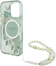 Панель Guess Hardcase IML Flowers With Pearl Strap MagSafe для Apple iPhone 16 Pro Max Green (GUHMP16XHFWBRCESN) - зображення 6