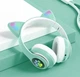 Блютуз наушники с ушками беспроводные bluetooth бирюзовые детские наушники с подсветкой - изображение 5