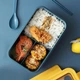 Ланчбокс на 3 відділення з приборами LUNCH 1400 мл синій з жовтим - зображення 4