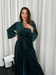 Женская пижама (халат+ночная рубашка) теплая велюр XL-XXL Изумрудный - изображение 6
