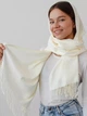 Осінній двосторонній шарф палантин Cashmere 200*70 см молочний - зображення 2