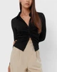 Рубашка Stradivarius Textured stretch 90's Чорний S 6055/888/001 - зображення 1