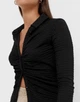 Рубашка Stradivarius Textured stretch 90's Чорний S 6055/888/001 - зображення 4
