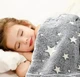 Светящийся плед для детей и подростков Magic Blanket серый 150х100 см день ночь плюшевый теплый - изображение 9