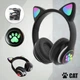 Бездротові навушники з підсвічуванням CAT JST-28 Bluetooth чорні для комп'ютера котячі вушка microSD AUX - зображення 2