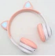 Бездротові навушники з підсвічуванням CAT JST-28 Bluetooth рожеві для комп'ютера котячі вушка microSD AUX - зображення 3