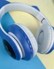 Блютуз навушники з вушками бездротові bluetooth сині дитячі навушники з підсвічуванням - зображення 3
