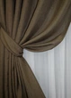 Комплект готовых штор VR-Textil Лен Мешковина № 1476ш Коричневый 100х280см 2 шт (31-689) - изображение 5