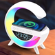 Портативная колонка c RGB-подсветкой, часами BT/TF/Wireless Charger/USB/FM/AUX 20 Вт, белый - изображение 1