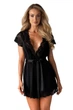 Сексуальный халат с кружевом Obsessive 810-PEI-1 peignoir Черный 2XL/3XL (SO7162) - изображение 1