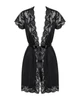 Сексуальный халат с кружевом Obsessive 810-PEI-1 peignoir Черный 2XL/3XL (SO7162) - изображение 3