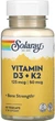 Вітамін Д3+К2 без сої Solaray Vitamin D-3&K-2 120 vcaps - зображення 1