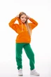 Детский спортивный утепленный костюм Kindamor Warm Autumn Orange для девочки, флис 134 см оранжевый с зеленым - изображение 3