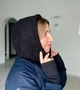 Теплий капор капюшон на голову Тедді комплект з мітенками чорний - зображення 6