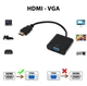Адаптер-переходник HDMI - VGA, конвертер (Model C) с поддержкой HD 1080P + аудиокабель 3.5 мм и USB кабель питания, черный (91859794) - изображение 3