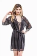 Халат-пеньюар женский из прозрачной сеточки Felisiya Lingerie Черный 93с-170 Оne size(L/XL) - изображение 3