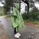 Водонепроникне пончо дощовик з капюшоном від дощу RUHHY Універсальний OneSize зелений - зображення 2