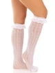 Ажурні шкарпетки з рюшами Leg Avenue Sweetheart Ruffle Cuff Knee Highs високі Білий 37–43 ( SX1049 ) - зображення 1