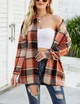 Фланельна сорочка-куртка HangNiFang Long Plaid Oversized Button Down Shirts Color: Orange/Red/Beige M - изображение 4