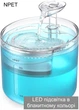 Питний фонтанчик для котів та собак NPET WF100 1.6L з підсвіткою та фільтром, біло-прозорий - зображення 2