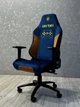 Комп'ютерне крісло розкладається до 180° Infini Joystick J180 геймерське Синьо-жовта тканина для геймерів та роботи - изображение 2