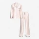 Піжама Сатинова (сорочка + штани) Victoria's Secret Satin Long Pajama Set Iconic Pink M Long Рожева смужка (26930128) - зображення 4