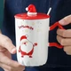 Новогодняя чашка с крышкой и ложкой "Snowman", 360мл, Санта-Клаус - изображение 1