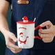 Новогодняя чашка с крышкой и ложкой "Snowman", 360мл, Санта-Клаус - изображение 4