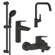Набор смесителей 4 в 1 для ванной комнаты и кухни Grohe QuickFix Start Black M-Size UA303301MK - изображение 1