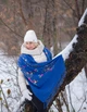 Женский Кашемировый шарф с вышивкой Сад цветов синий электрик 180х70 см 0907 - изображение 2