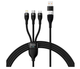 Кабель Baseus Flash Series 2 Two-for-three Charging Cable USB+Type-C to Type-C+Lightning+Micro-USB 100W 1.2m Black (CASS030101) - зображення 1