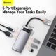 Хаб конвертер BASEUS Type-C Metal Gleam Series 5-in-1 3USB HDMI Type-C 100W CAHUB-CX0G - изображение 4