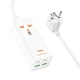 Мережевий фільтр-подовжувач Hoco AC10A (розетка, 2USB, 2USB-С, 2500W, 10 А, 1.5м, PD/QC 65W, Перетин 3х0,75мм, адаптер, швидка зарядка) - білий - зображення 4